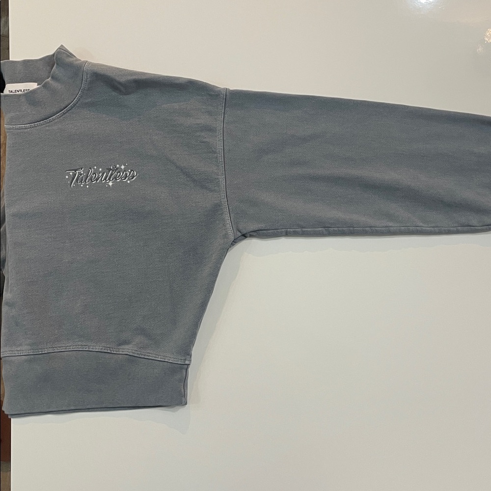 TALENTLESS Gray Cropped Sweatshirt | Size M | EUC - Picture 6 of 8